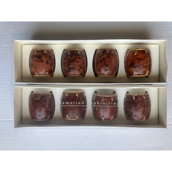 PIER1 IMPORTS ~  8  Tamarind dining napkin rings Safari, NIB Discontinued Cool - Picture 2 of 11
